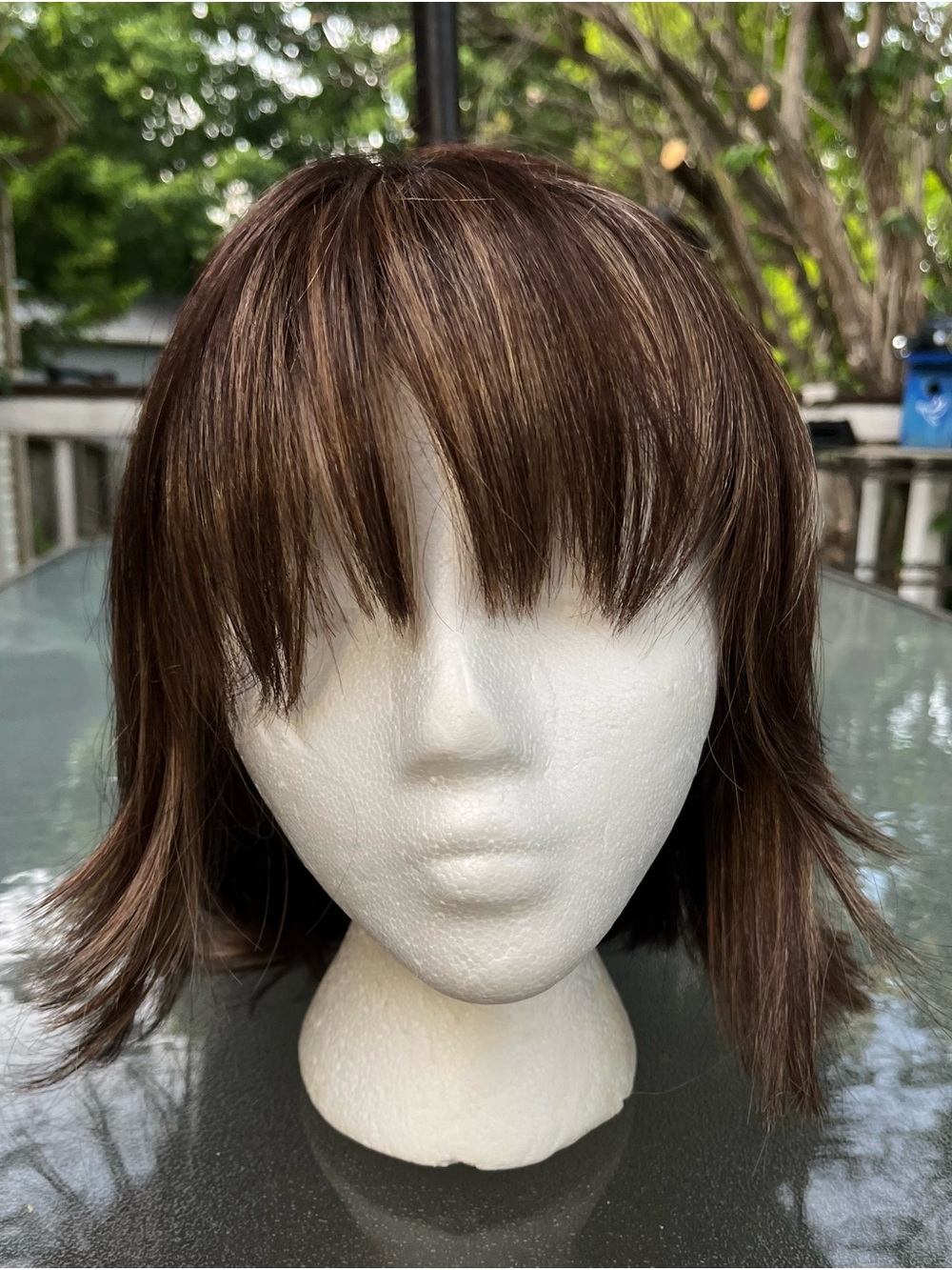 Brown Synthetic Short Layered Wig with Bangs